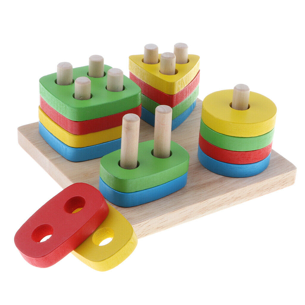 Educational wooden geometry blocks, the puzzle development baby