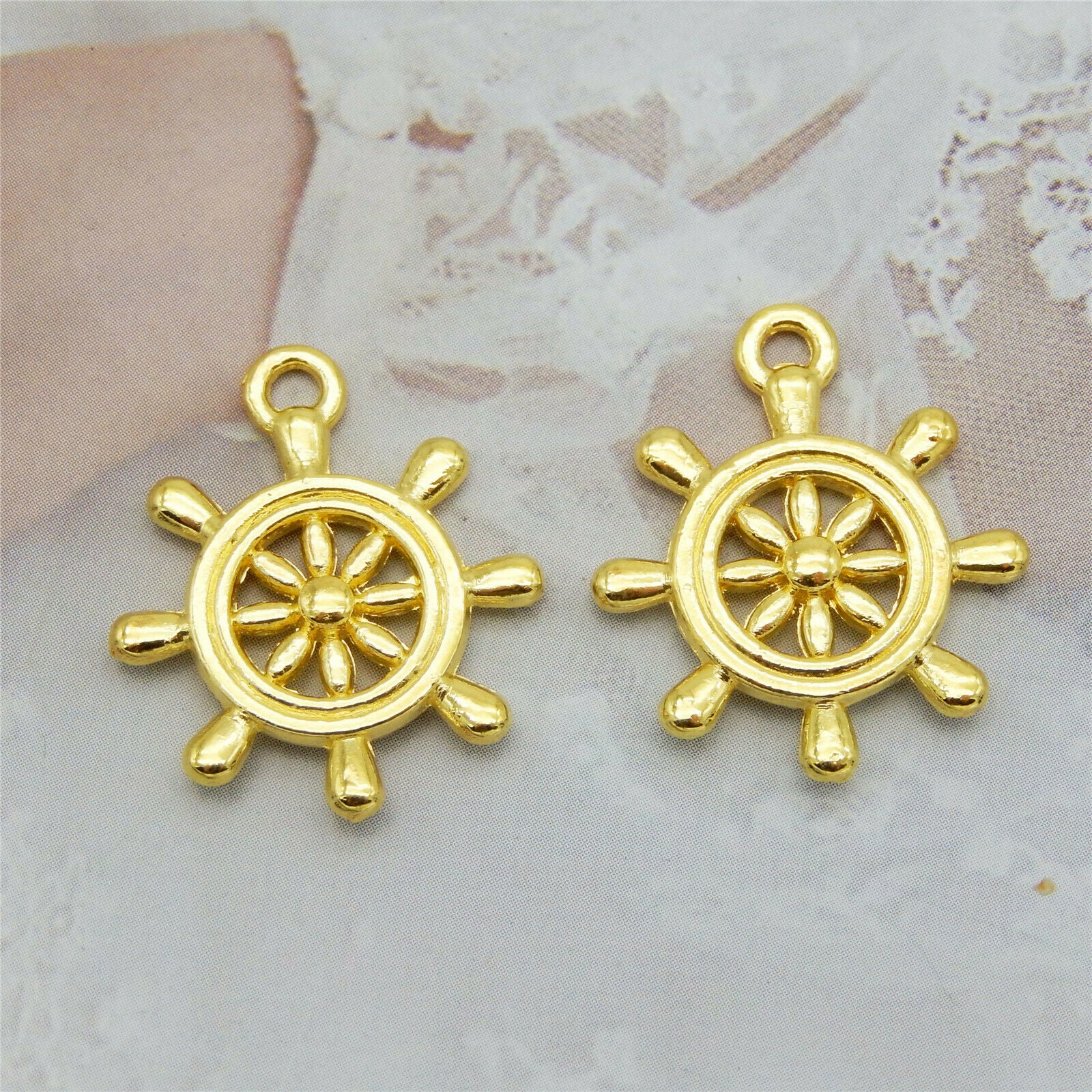 20 pcs Golden Rudder Charm Alloy Crafts For Bracelet Pendant Drop Dangle 23*20mm
