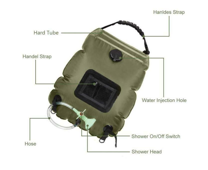 Portable 20L Shower Heating Pipe Bag Solar Water Heater Outdoor Camping Camp