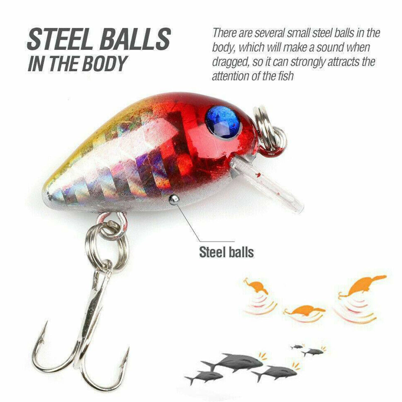 10Pc Mini Fishing Lures Kinds Of Minnow Fish Bass Tackle Hooks Baits Crankbait