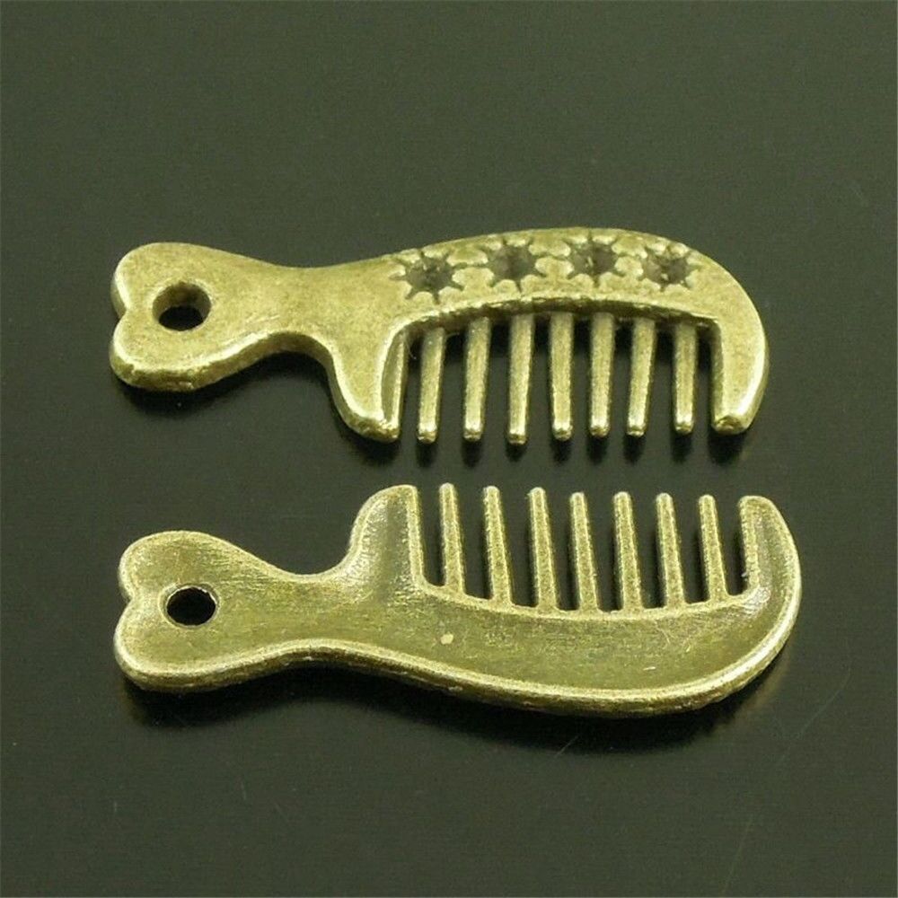 25pcs Antiqued Bronze Alloy Comb Charm Pendant Jewelry Making Findings 26*10*2mm