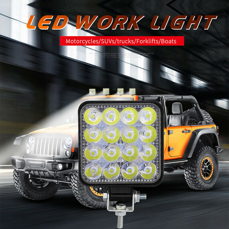 Square 48W LED Work Light 12V 24V Off Road Flood Spot Lamp For Car Truck SUV Kt