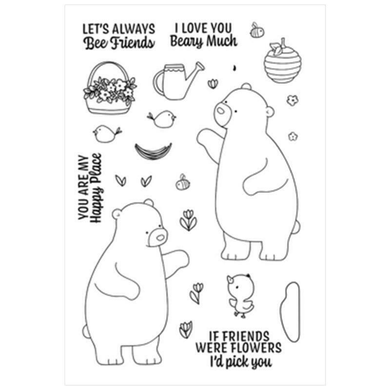 Cute Bear Seal Stamp with Cutting Dies Stencil Set DIY Scrapbooking Embossing