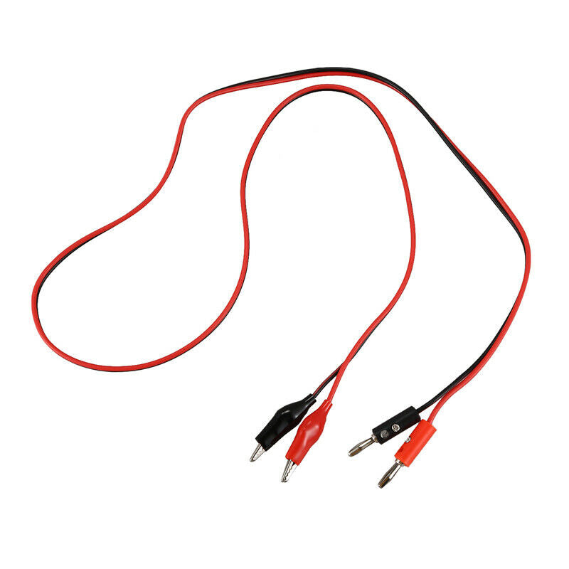 2 Pcs Red Black Banana Plugs to Alligator Clips Probe Test Cable 1M F9C4C4