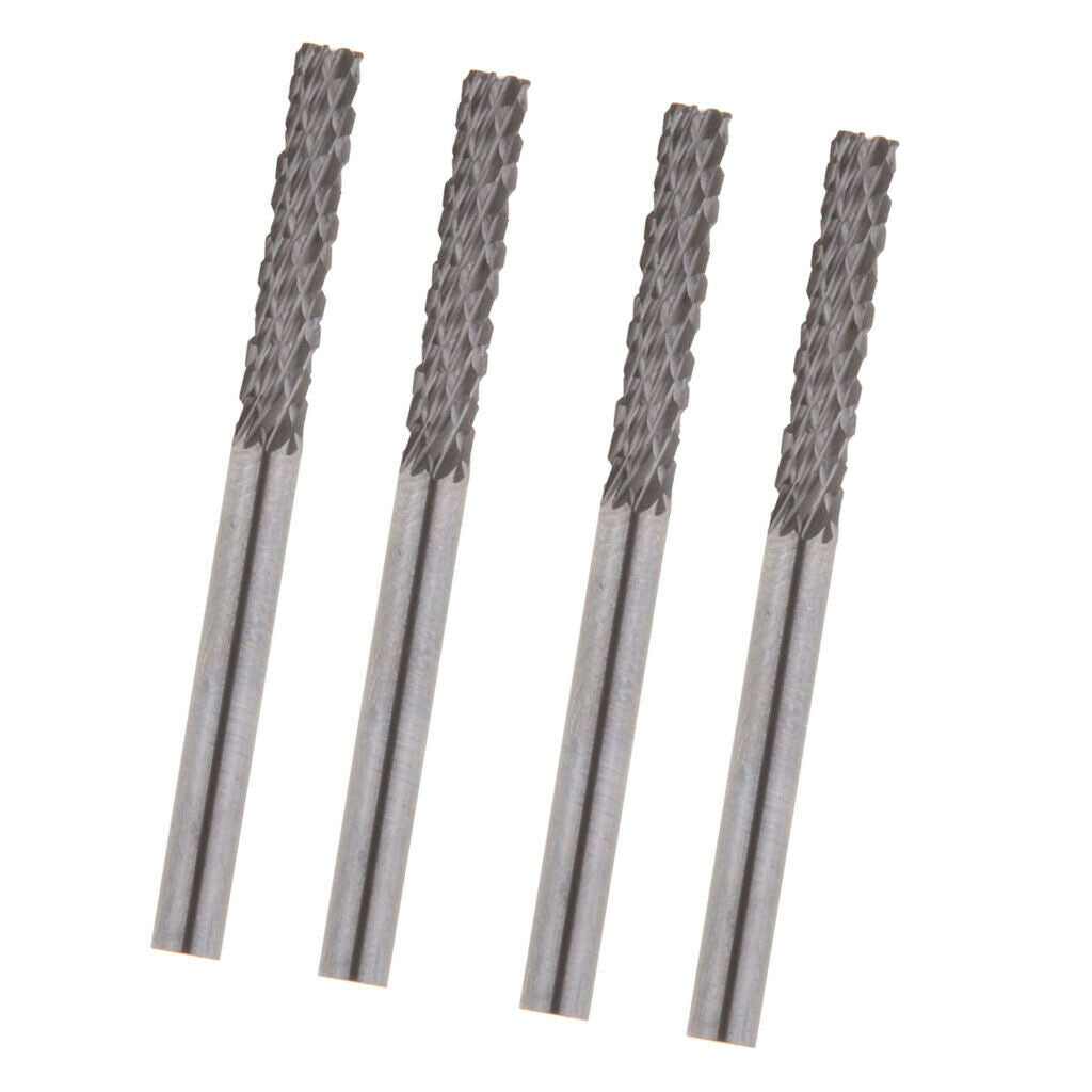 4pcs File Rotary Burr 6mm Tungsten Double-groove Carbide Point Burrs 3x3mm