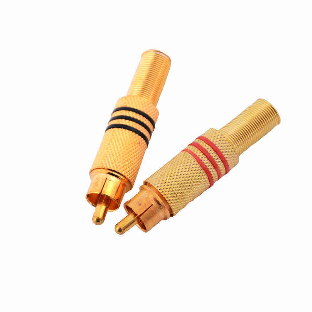 2xGold Plated RCA Phono Male Plug Solder Audio Videos Cable Adapters Conne.l8