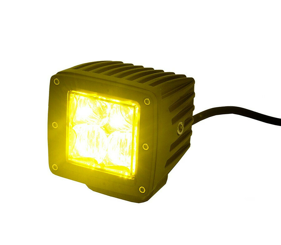 4" 16W 5D LED Super Bright Yellow Cube Car Offroad Work Light Driving Fog Lamp
