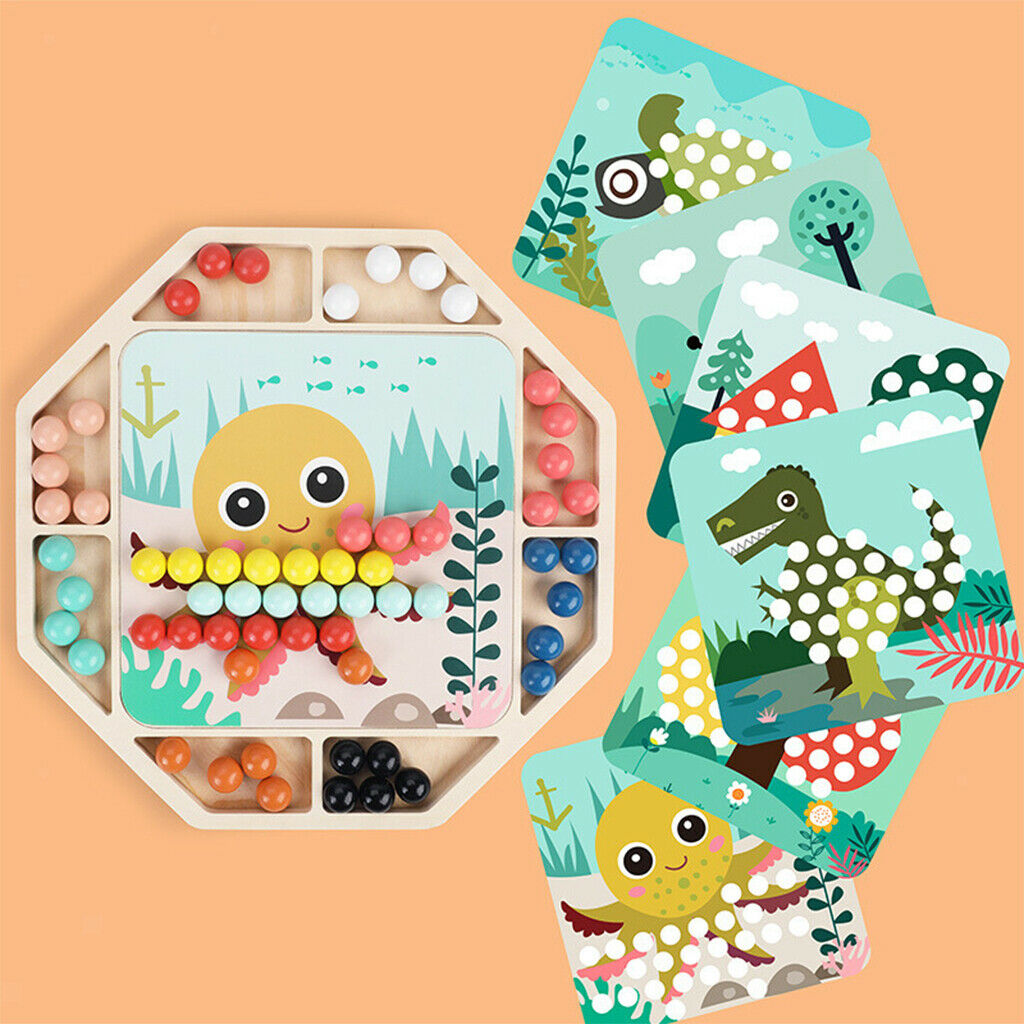 Kids Wooden Beads Game Go Games Fine Motor Toys Matching Game Boy Girl