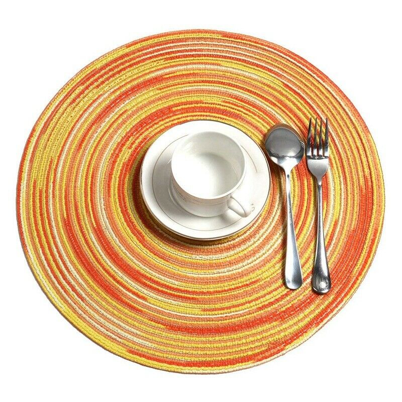 Round Placemats Set of 6 Colorful Braided Placemats for Dining Tables Holiday S6