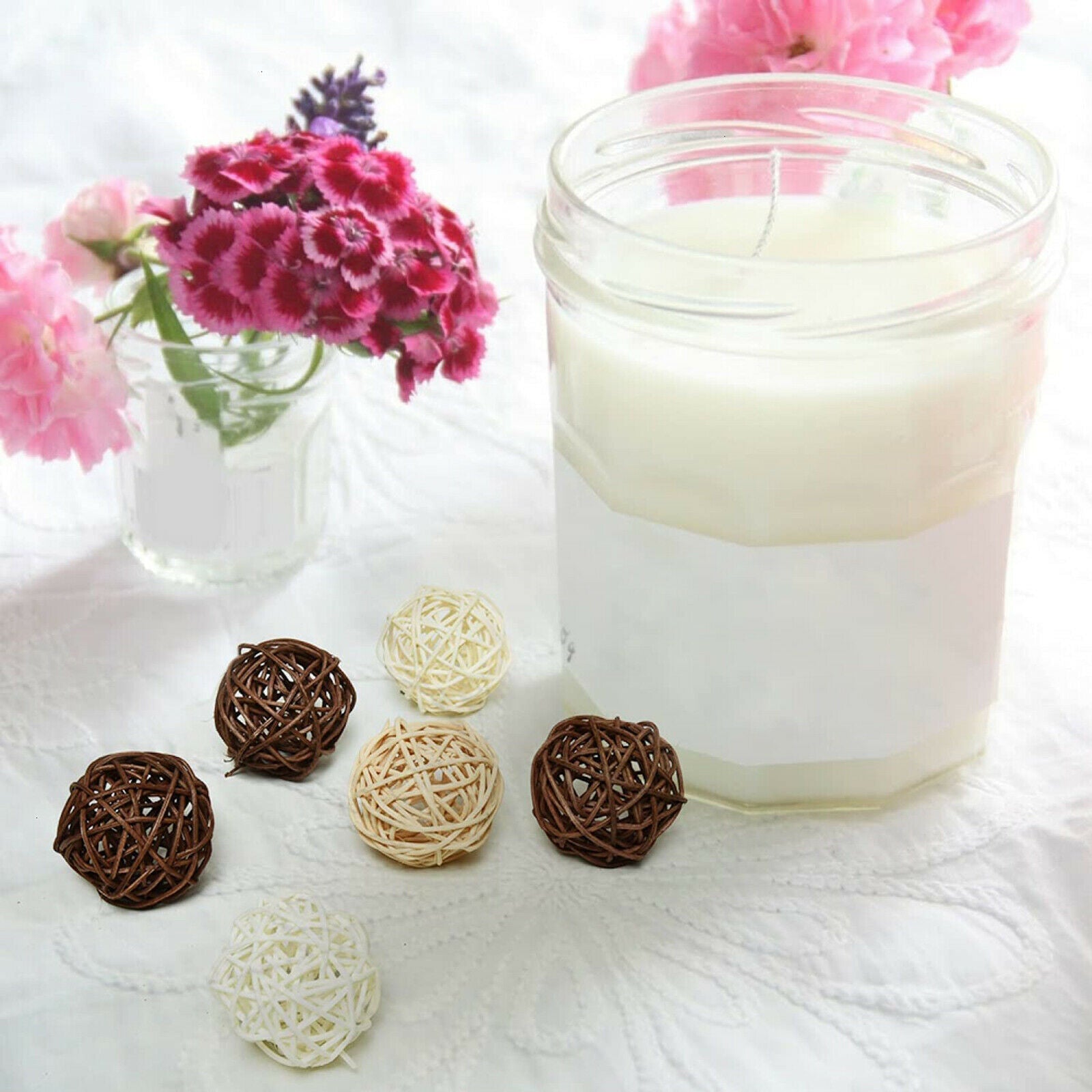 15 Pieces Wicker Rattan Balls Decorative Orbs Vase Fillers for Craft DIY