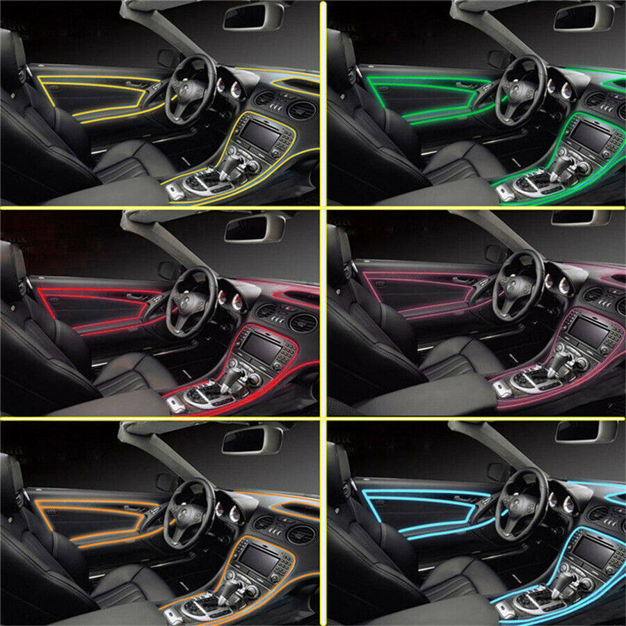 1 Set Car LED EL Strip Light Interior Kit 10 Pcs 10M Fiber Optic Tape Length