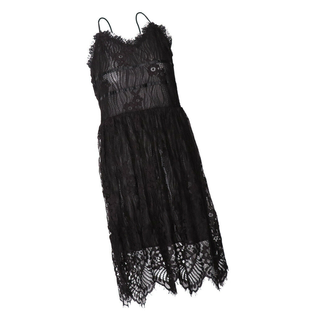Women Summer V-Neck Spaghetti Straps Lace Backless Party Club Beach Dress