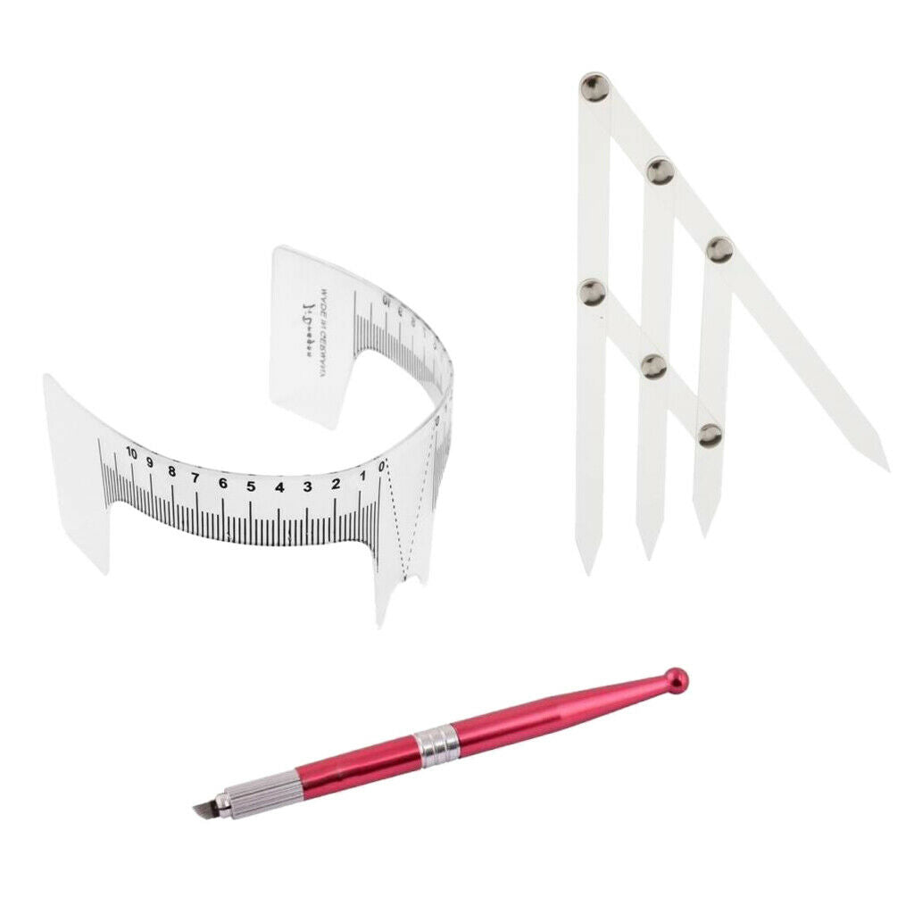 Permanent Manual Eyebrow Tattoo Pen Makeup +2 Styles Eyebrow Ruler Caliper