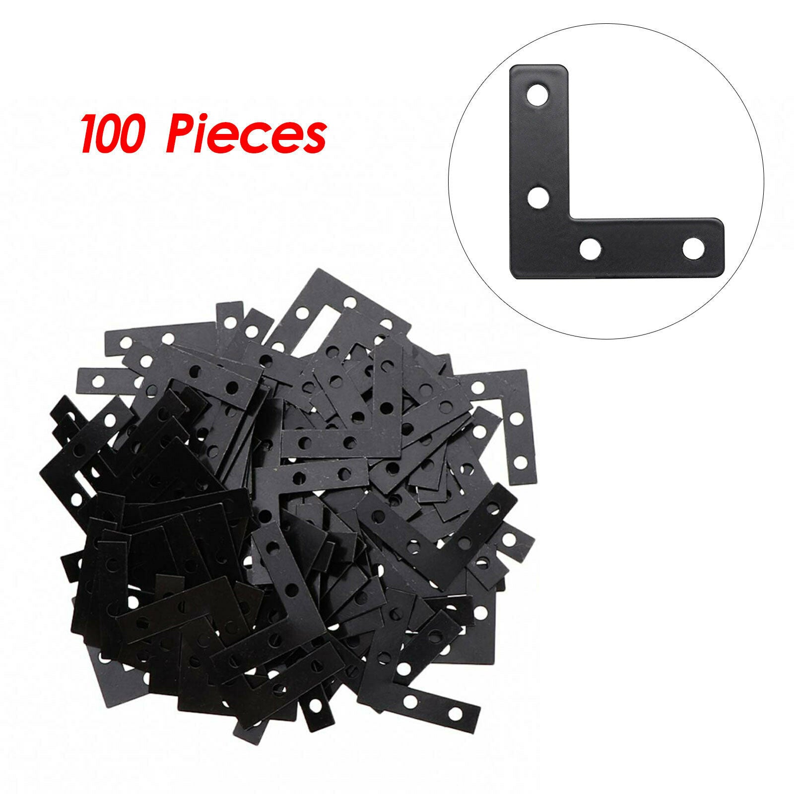 100 pieces flat corner brace 90 degree L shape right-angled joint bracket