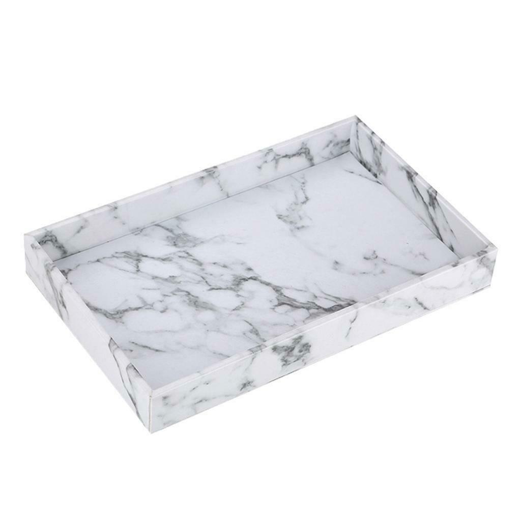 Marble Print Serving Tray Faux Leather for Coffee Drinks Dining Room Kitchen