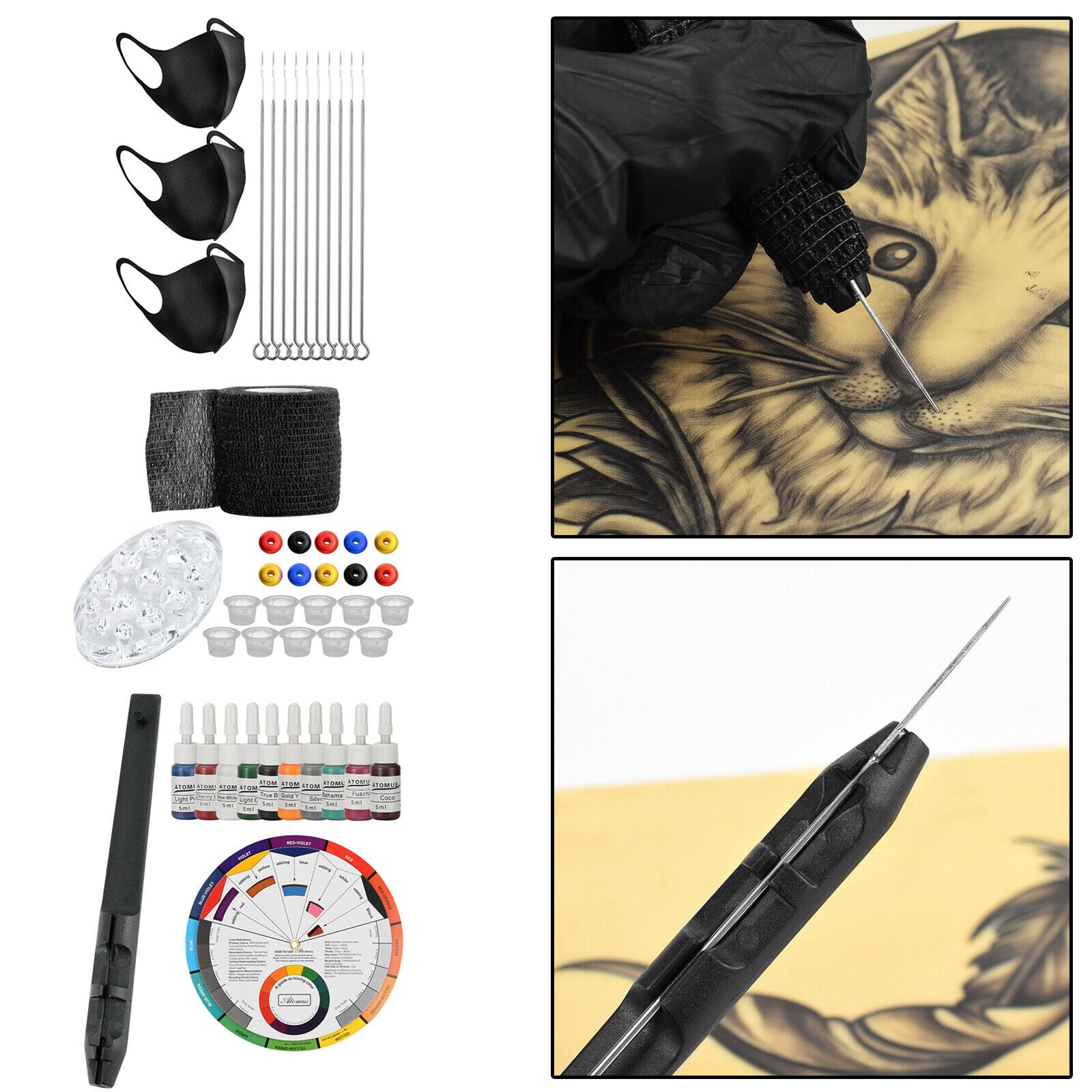 Hand Poke Pen Tattoo Kit Poke Pen Needles Ink Ink Cups DIY Tattoo Supply