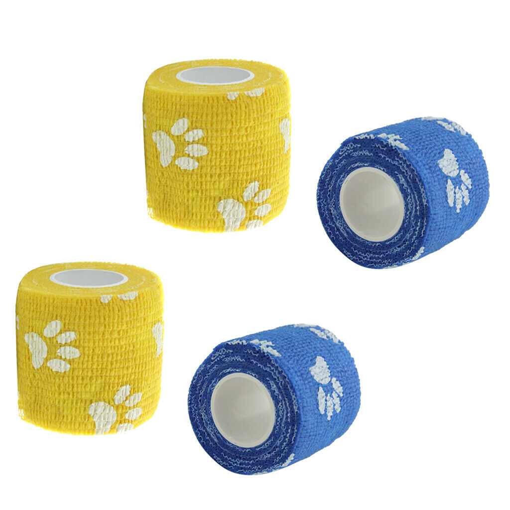 4 Rolls Vet Wrap Bulk, Bandage Wrap Vet Tape - 450cm Long and 5cm Wide -