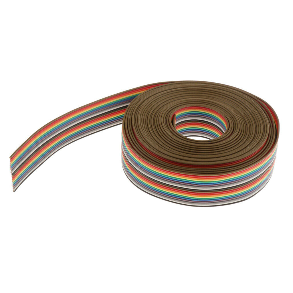 20 Pins Multicolor Flat Rainbow Ribbon Cable 16.4ft 2.5cm Width Wiring Wire