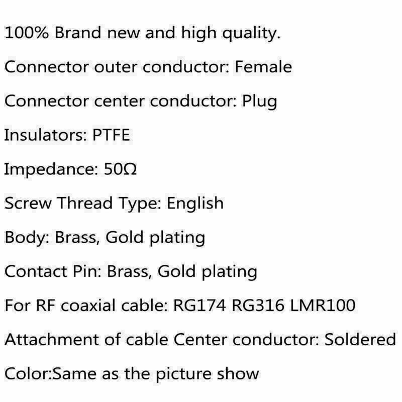 10Pcs Connector RP-SMA Female Jack Bulkhead Crimp RG174 RG316 LMR100 Cable CN