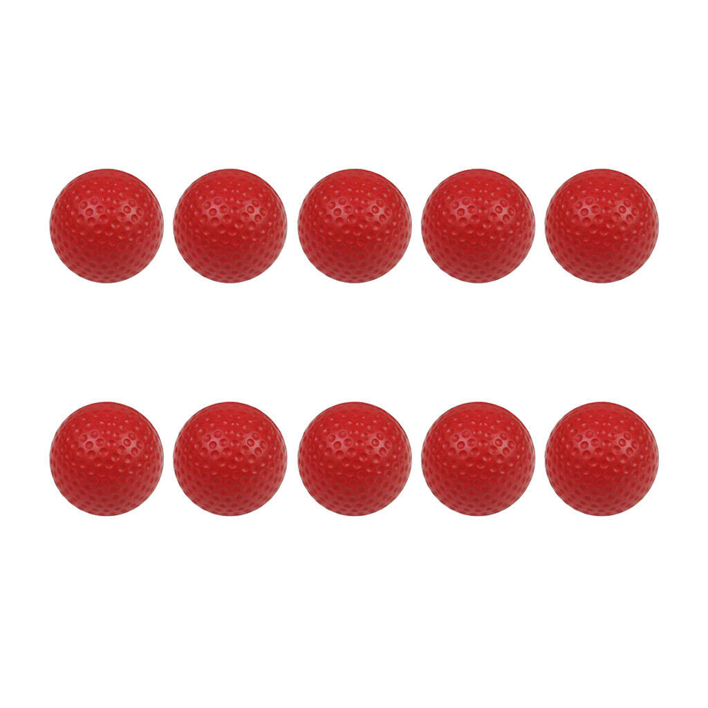 10 Pieces Practice Golf Ball PU Dimpled Elastic Training Golf Ball Red