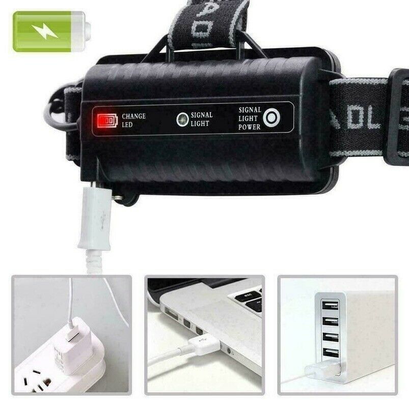 1PC Headlamp Rechargeable T6 LED Headlight Flashlights Head Torch Fish Outdoor