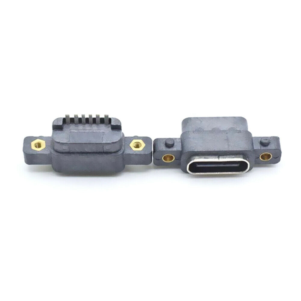 1Pcs USB 3.1 Type-C 6Pin Female Waterproof Female Socket Rubber Ring with Screw