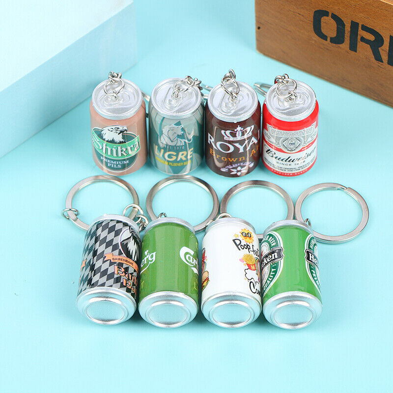 Simulation Beer Cans Keychain Tide Bag Backpack Car Key Pendant KeyringA KX