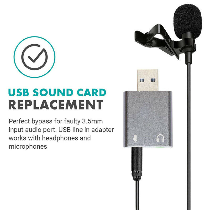 3.5mm TRS Microphone to USB 2.0 Stereo Audio External Sound Card Adapter for PV3