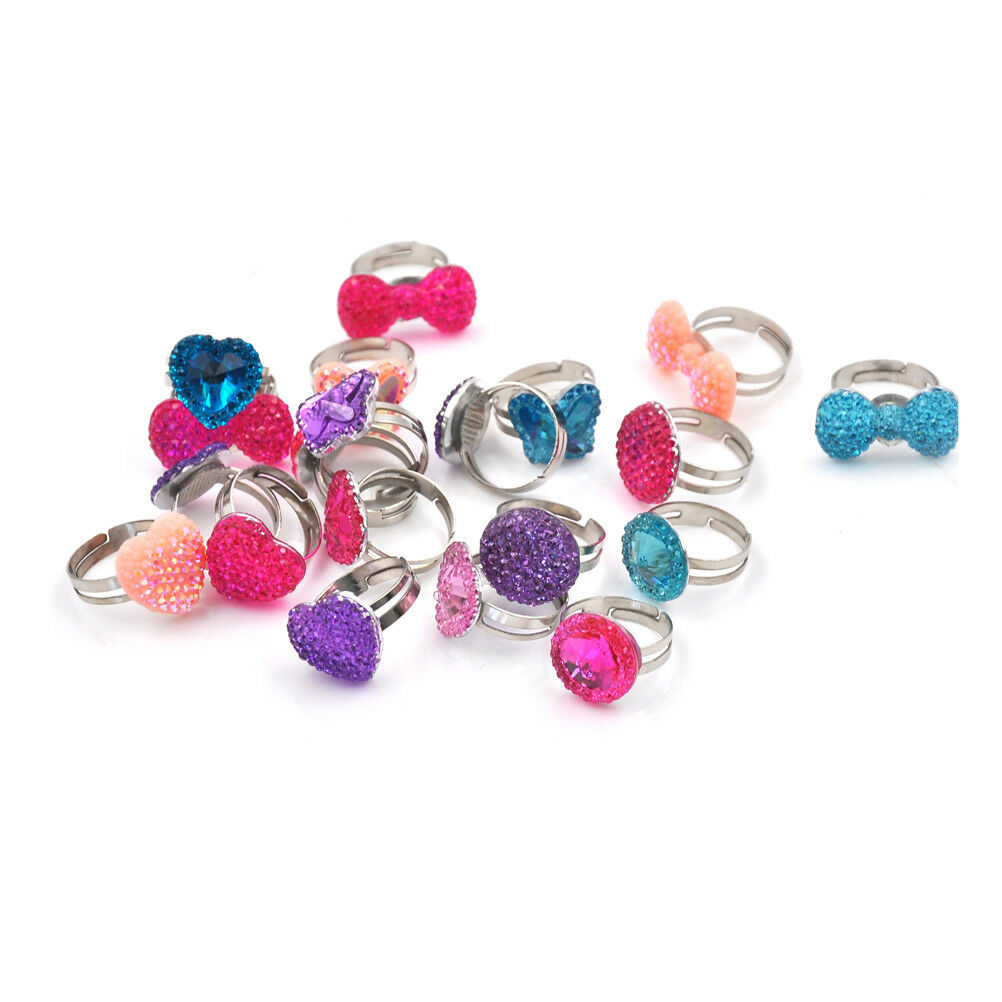 5Pcs Lovely Heart Butterfly Rings Adjustable Jwewlry Kids Fashion Accessor.l8