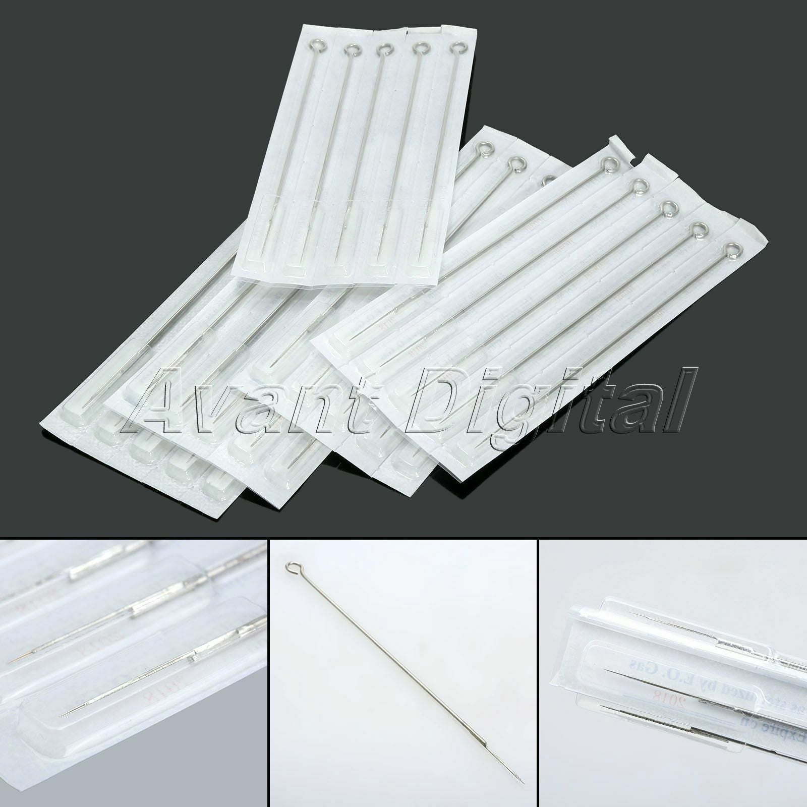 50Pcs Mixed Assorted Sizes Disposabale Tattoo Needles Round Liner 1/3/5/7/9 R