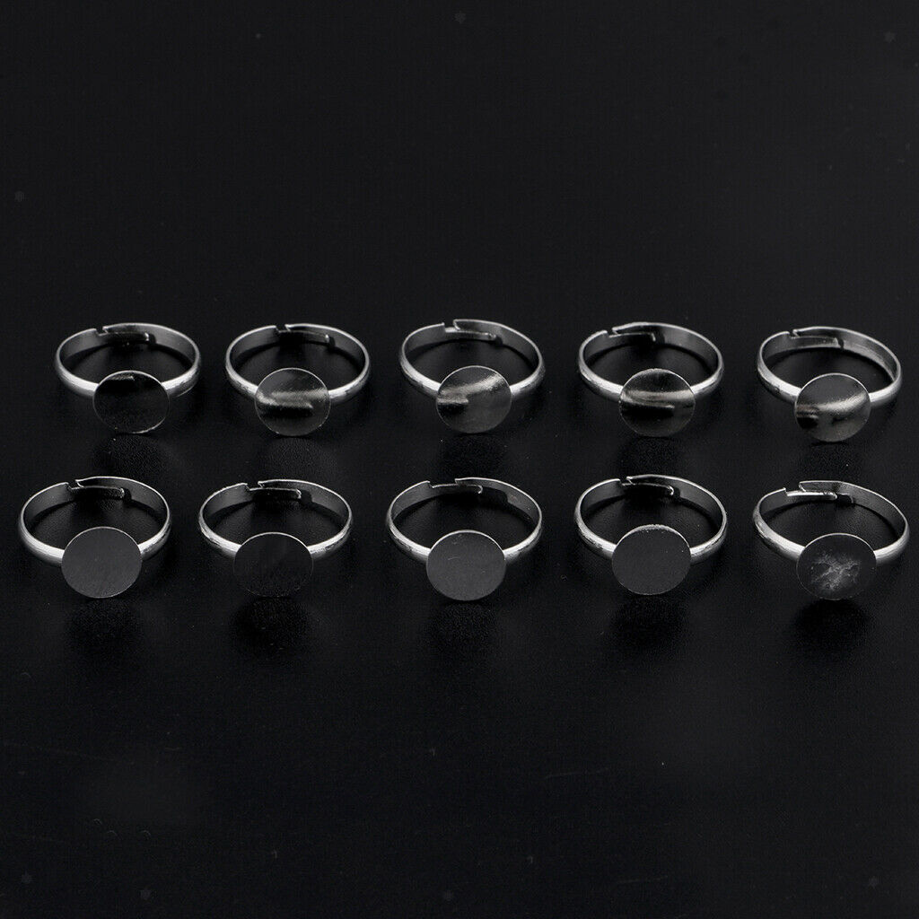 10pcs Adjustable Ring Blanks Ring Base Pad 10mm DIY Jewelry Rings
