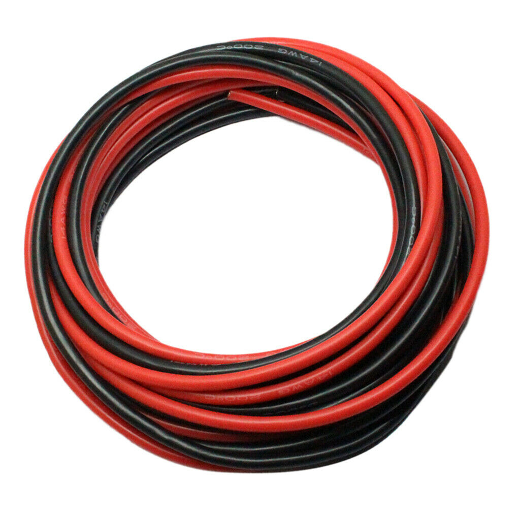 2 Rolls of 14AWG Flexible Silicone Wire High Temperature Resistant Red+Black