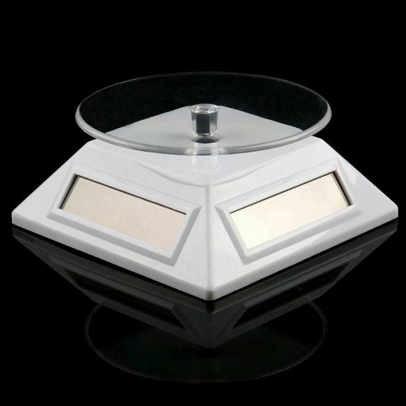 White Solar/Battery Powered Rotating Stand Product Display Art Jewellery ExhibX8