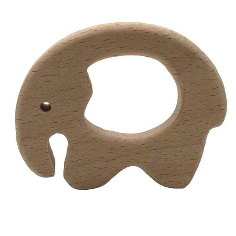 1pc Beech Wooden Elephant Natural Handmade Wooden Teether DIY Wood Person.l8