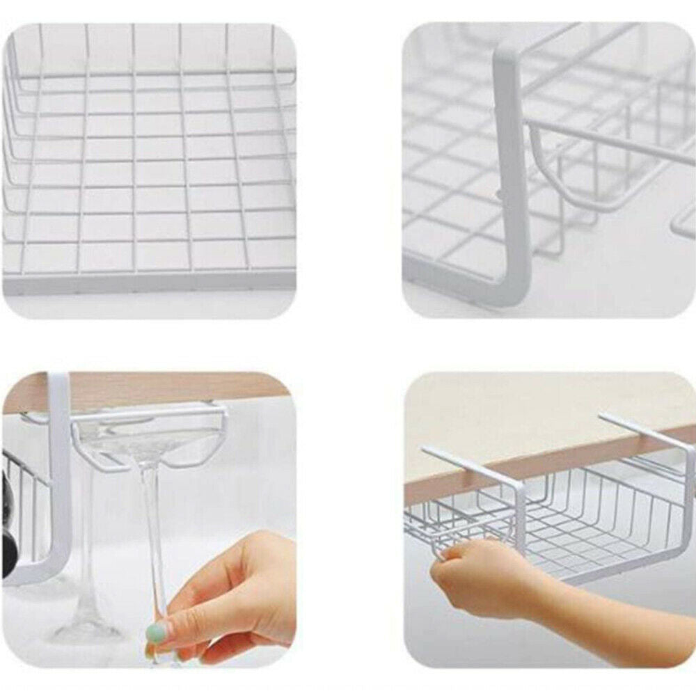 Desktop Upside Down Wine Glass Cup Rack Nail-Free Hanging Home Storage Holder