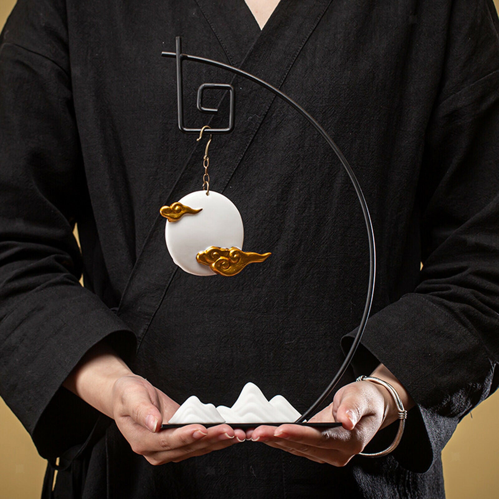 Zen Backflow Incense Burner Sandalwood Desktop Burning Cone Holder Home