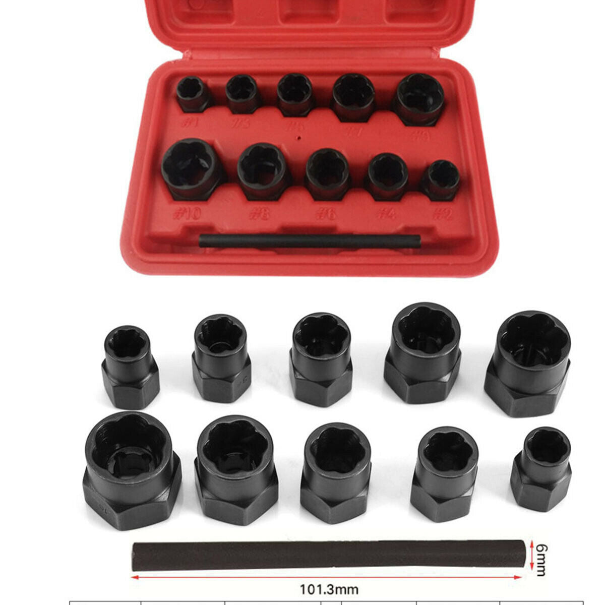 Bolt And Nut Extractor Metric Locking Wheel Nuts Safe Removal Tool Set 13PCS