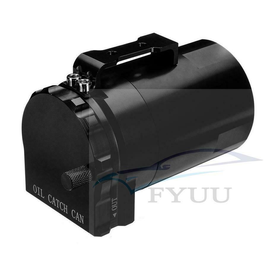 300ML Aluminum Oil Catch Can Reservoir Tank Kit Engine Black Polish Baffled
