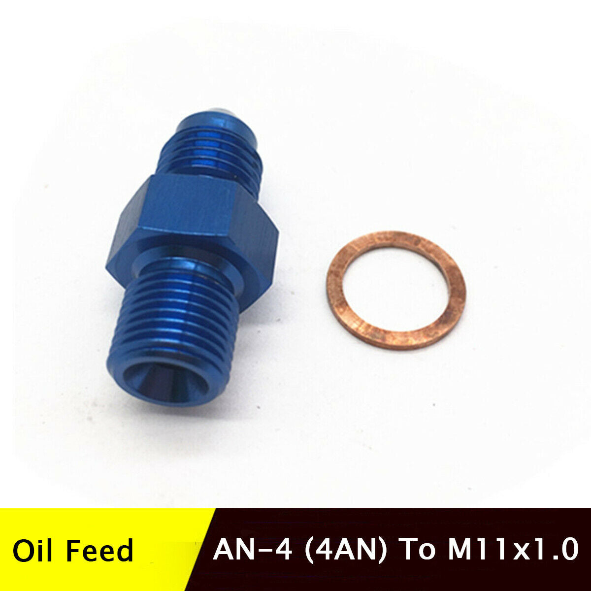 AN-4 (4AN) To M11x1.0 Turbo 1mm Restrictor Oil Feed Adapter 1PC Blue Aluminum