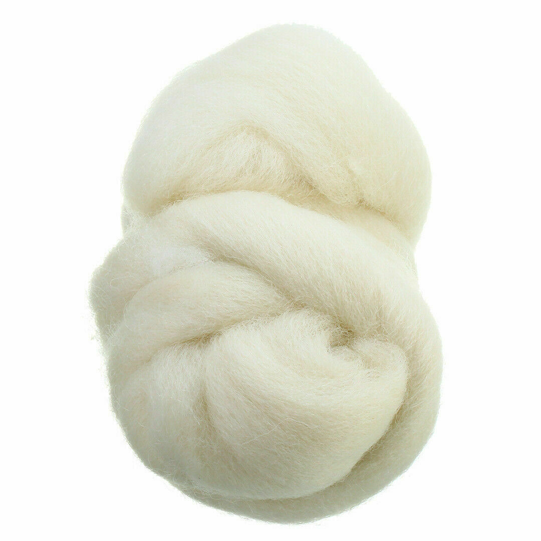 50g White Color Roving Wool Fibre Dyed Wool Tops For Needle Felting DIY Craft