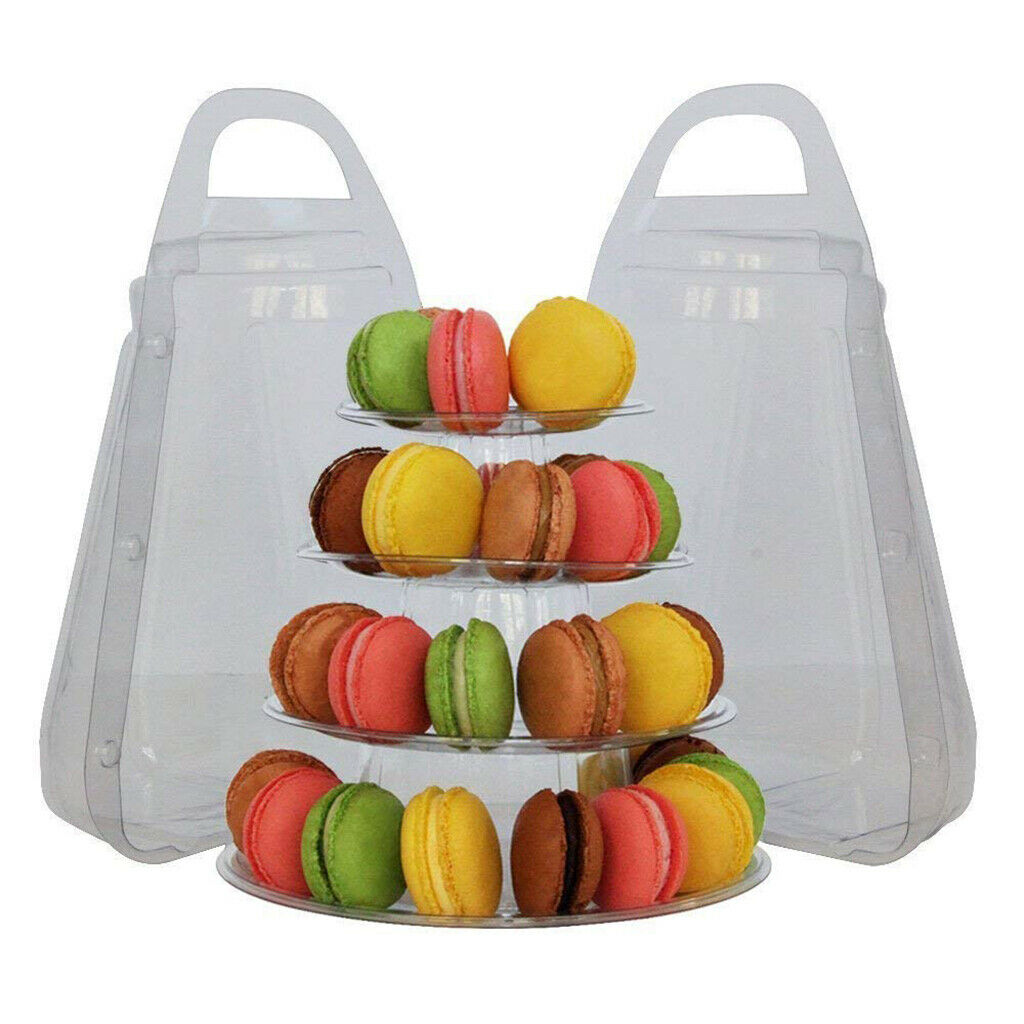 4 Tier Macaron Pastry Cupcake Stand Tower Display Cake Stand w/Carrying Case