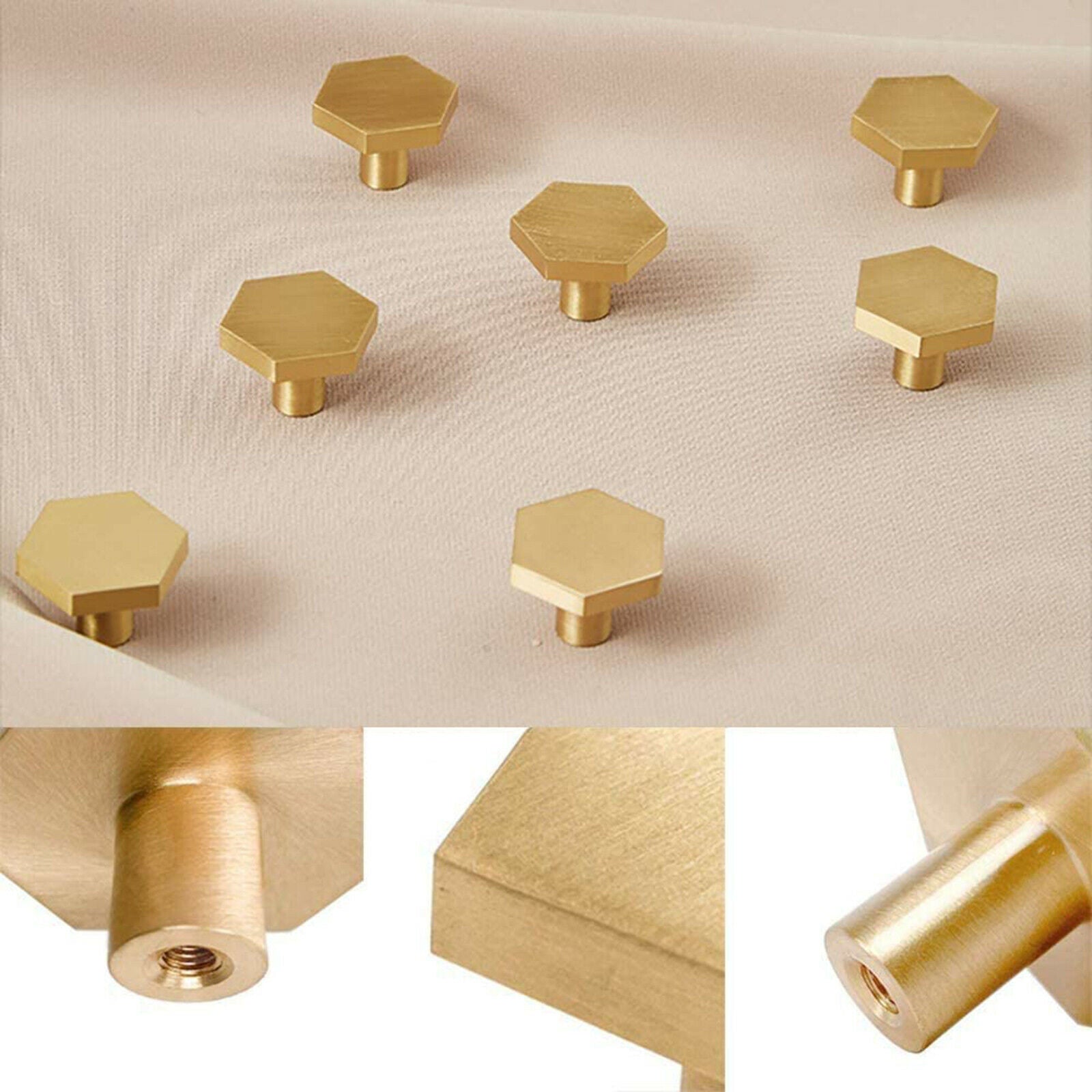 10Pcs Round Brass Cabinet Knobs Drawer Furniture Wardrobe Pull Handles 30x21mm