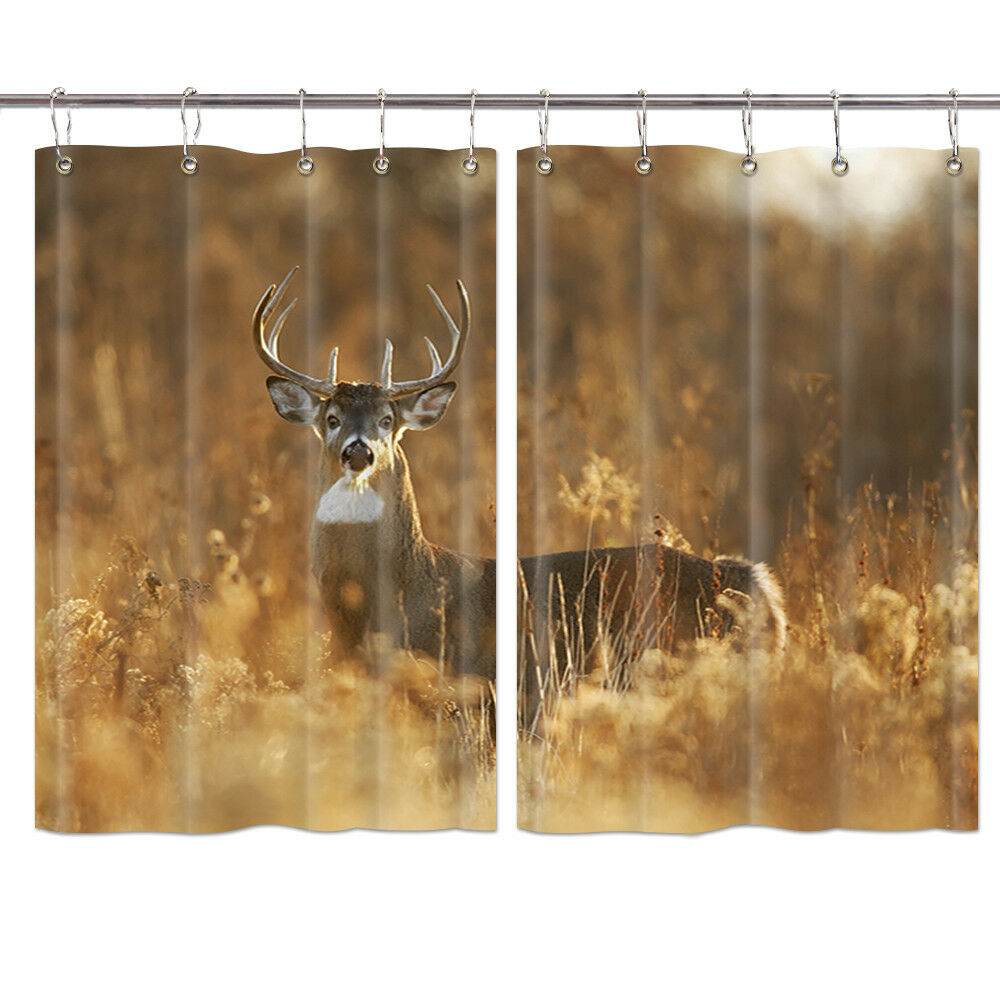 Deer In Forest Window Treatments for Kitchen Curtains 2 Panels, 55X39 Inches