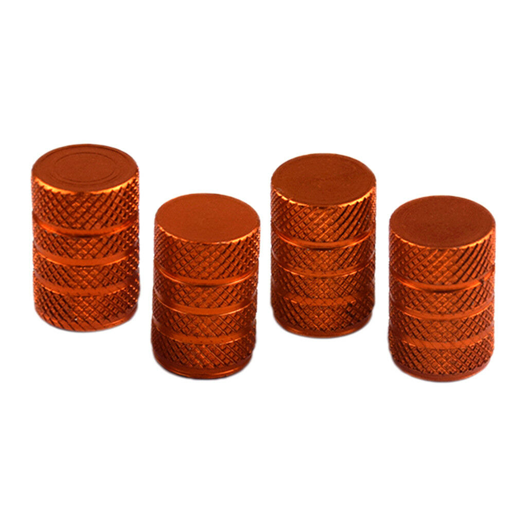 4pc Aluminum Alloy Bolt-in Car Wheel Tire Valve Stem With Dust Cap Orange