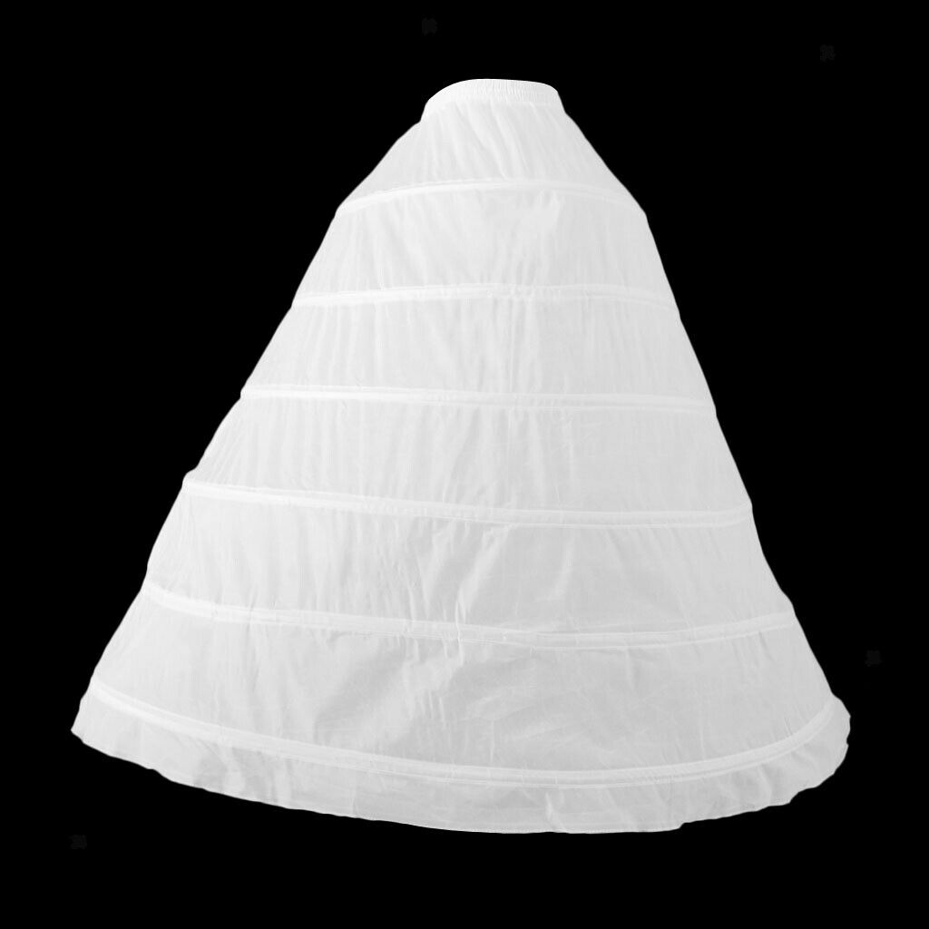 Womens 6 Hoops Skirt Crinoline Petticoats Slips Floor Length for Bridal Gown