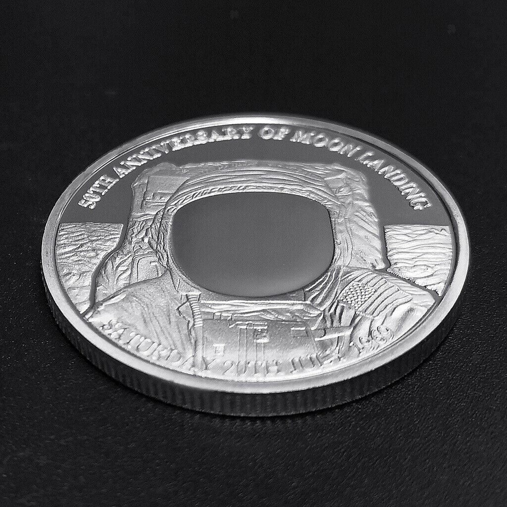2x 40mm Plated Commemorative Coin Moon Anniversary Keepsake Collectibles
