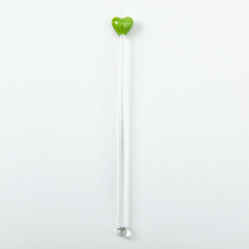 4pcs Glass Stir Sticks Heart Long Handle Beverage Swizzle Cocktail Picks Party