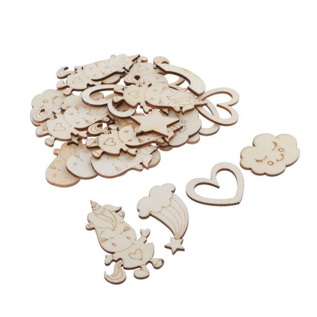30pcs Wooden Cutouts Heart Shapes Wood Crafts Ornaments Wedding Decorations