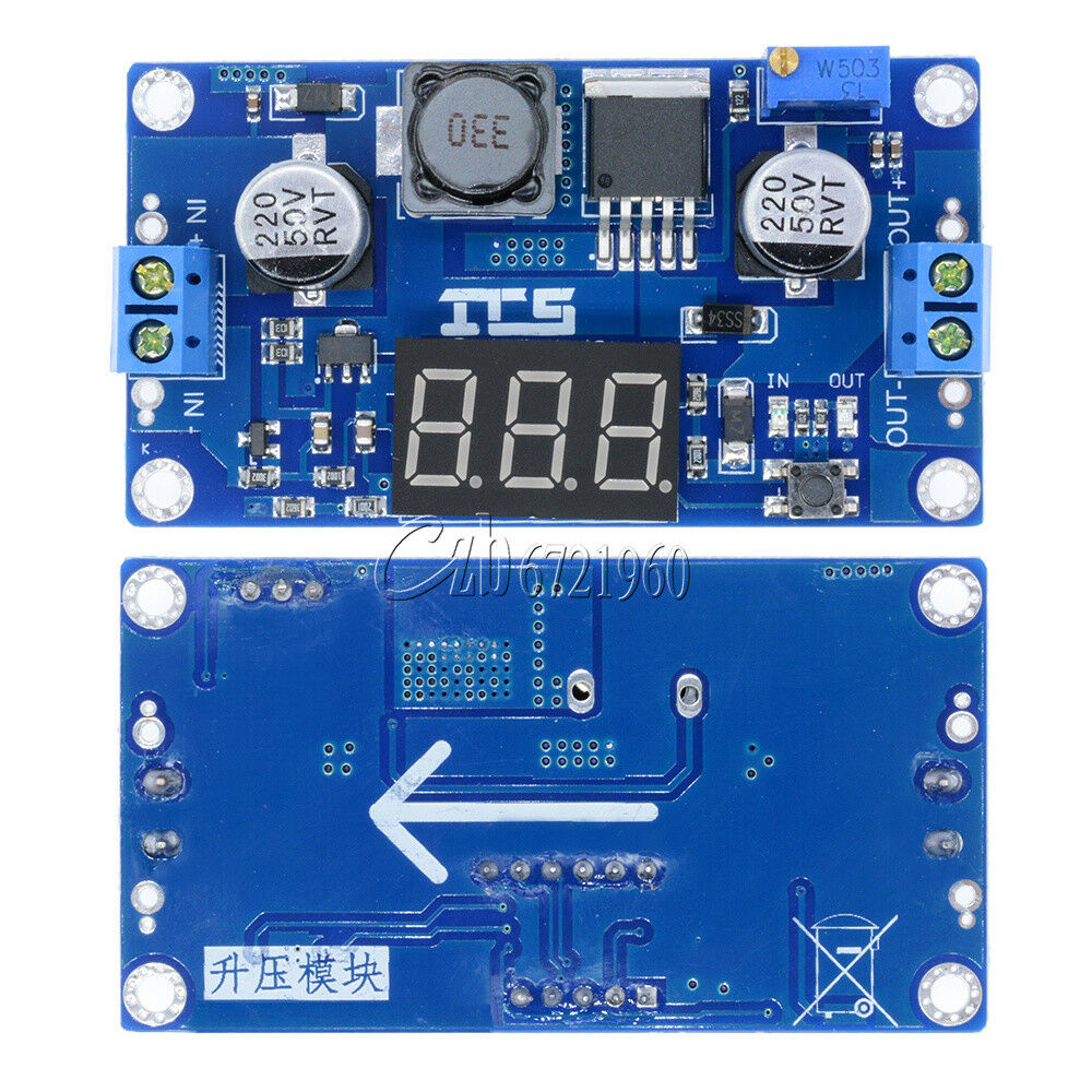 2PCS DC-DC 4.5-32V to 5V-52V XL6009 Boost Step-up Power Module LED Voltmeter