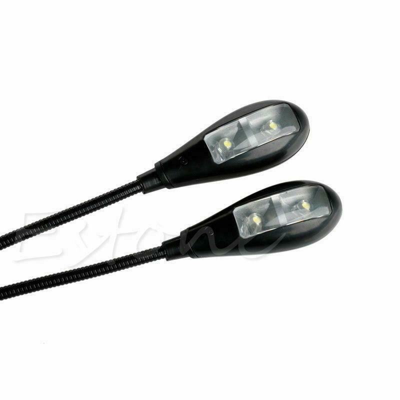 Flexible 2Dual Arms Clip On 8LED Light for Book Reading Camping Hiking Lamp Bulb